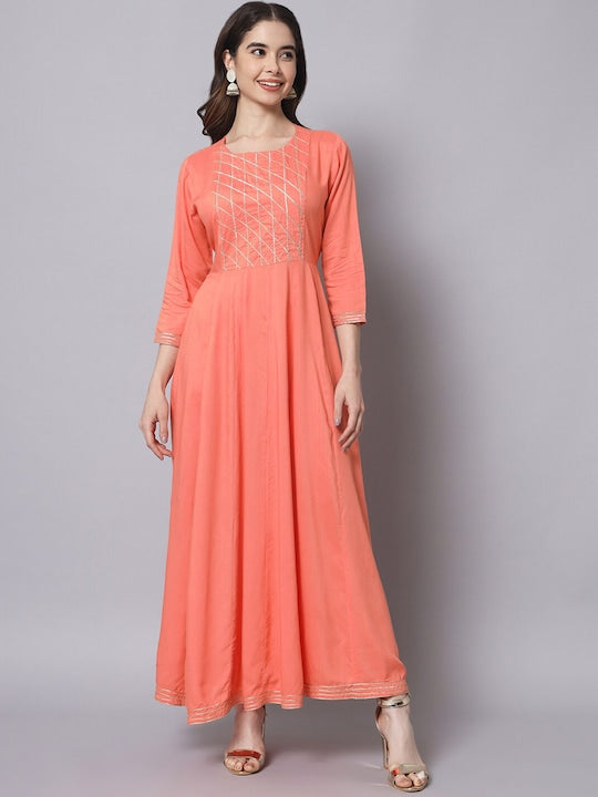 Myshka Gotta Patti Embellished Anarkali Gown - L