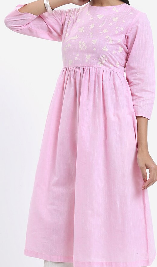 Vishudh Round Neck Floral Printed Pure Cotton A-Line Kurta