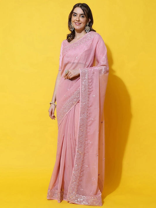 Kasee Embellished Embroidered Organza Saree