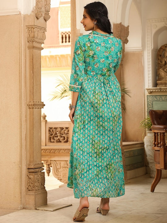 Scakhi Printed Panelled Cotton Ethnic Maxi Dress