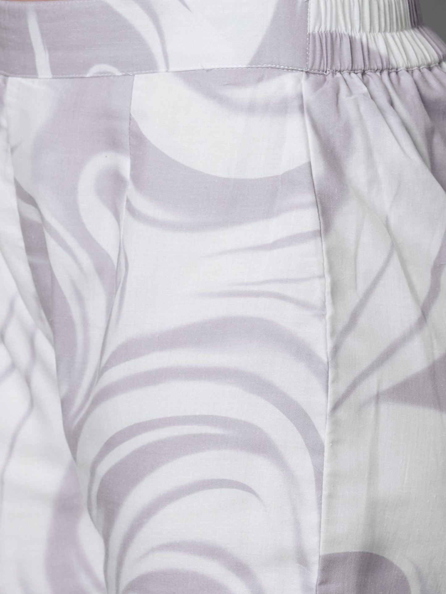 Heeposh Beautiful Marbel Print Kurta with Detailing & Printed Chanderi Dupatta (Set of 3)