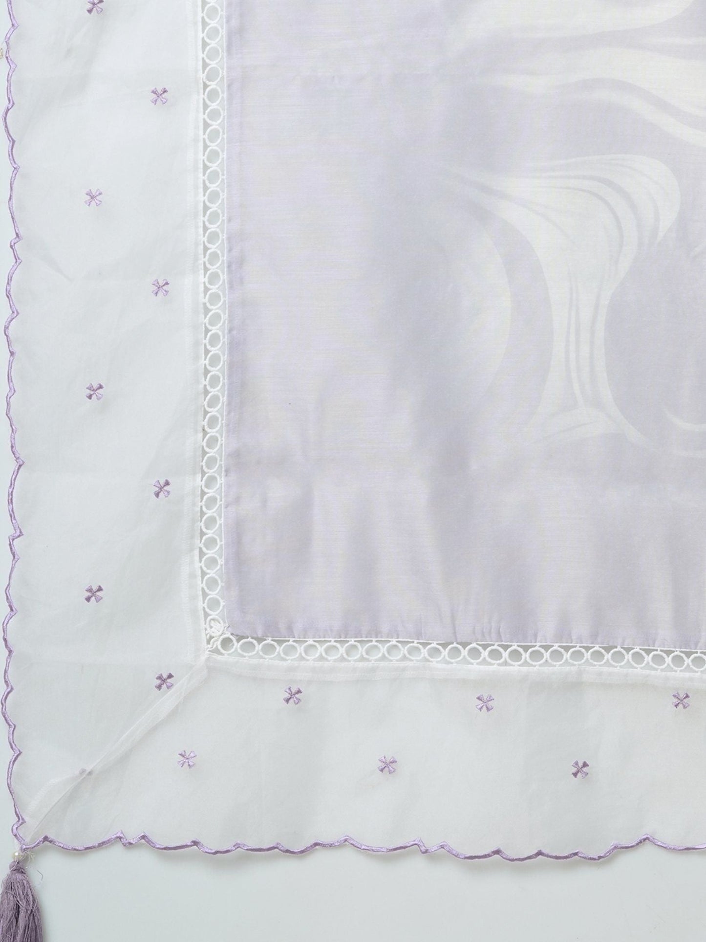 Heeposh Beautiful Marbel Print Kurta with Detailing & Printed Chanderi Dupatta (Set of 3)