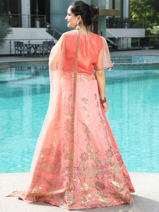 AKS Couture Round Neck Zari Ready to Wear Lehenga & Blouse With Dupatta