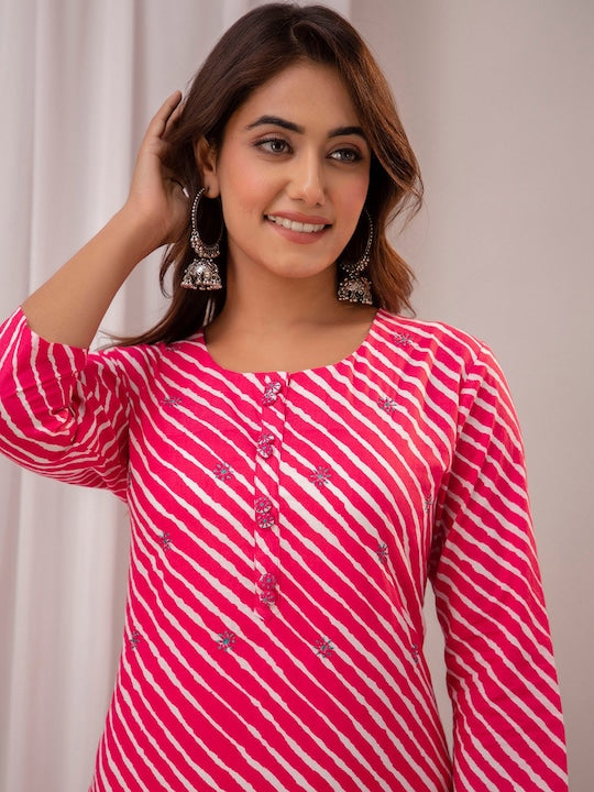 Readiprint Fashions Leheriya Printed Cotton Straight Kurta