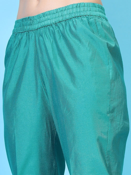 Vishudh Women Turquoise Blue Kurta with Trousers & Dupatta
