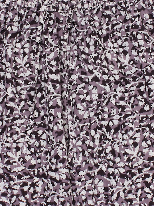 Yufta Women Mauve & Black Embroidered Kurta with Palazzos