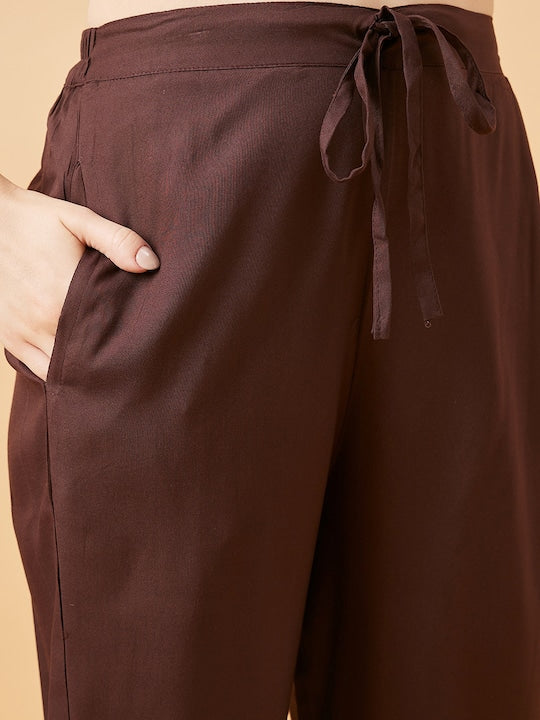 All about you Floral Embroidered Gotta Patti A-Line Kurta With Trouser