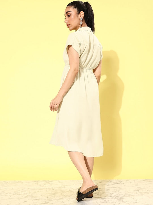 All about you Shirt Collar Solid Romance Ramble Lace stories A-Line Dress