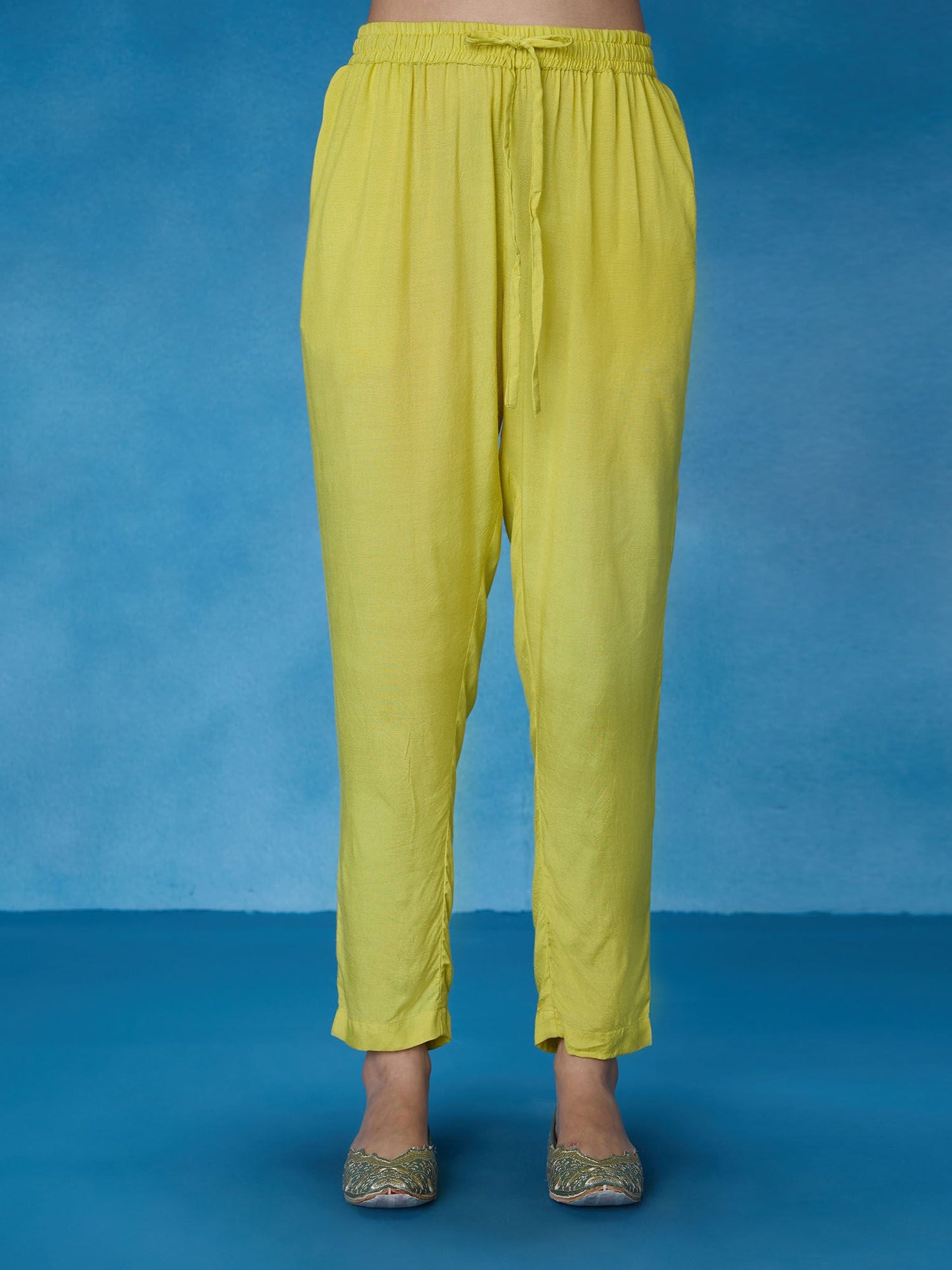 Likha Yellow Rangbahar Sequence Chanderi Kurta Pant Dupatta LIKSKD265 (Set of 3)