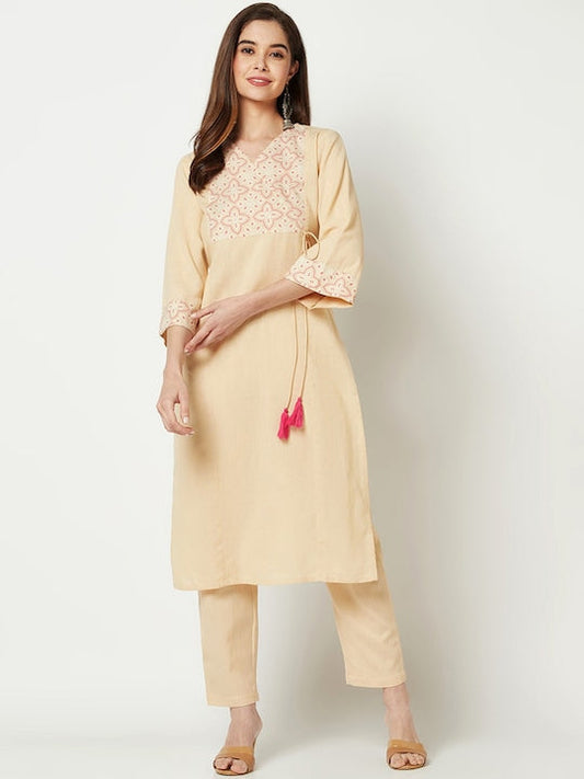 IMARA Bandhani Printed Regular Kurta with Trousers