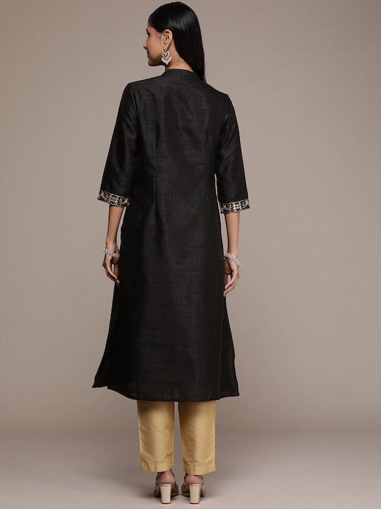 House of Pataudi Jashn Ethnic Motifs Yoke Design Sequinned Kurta