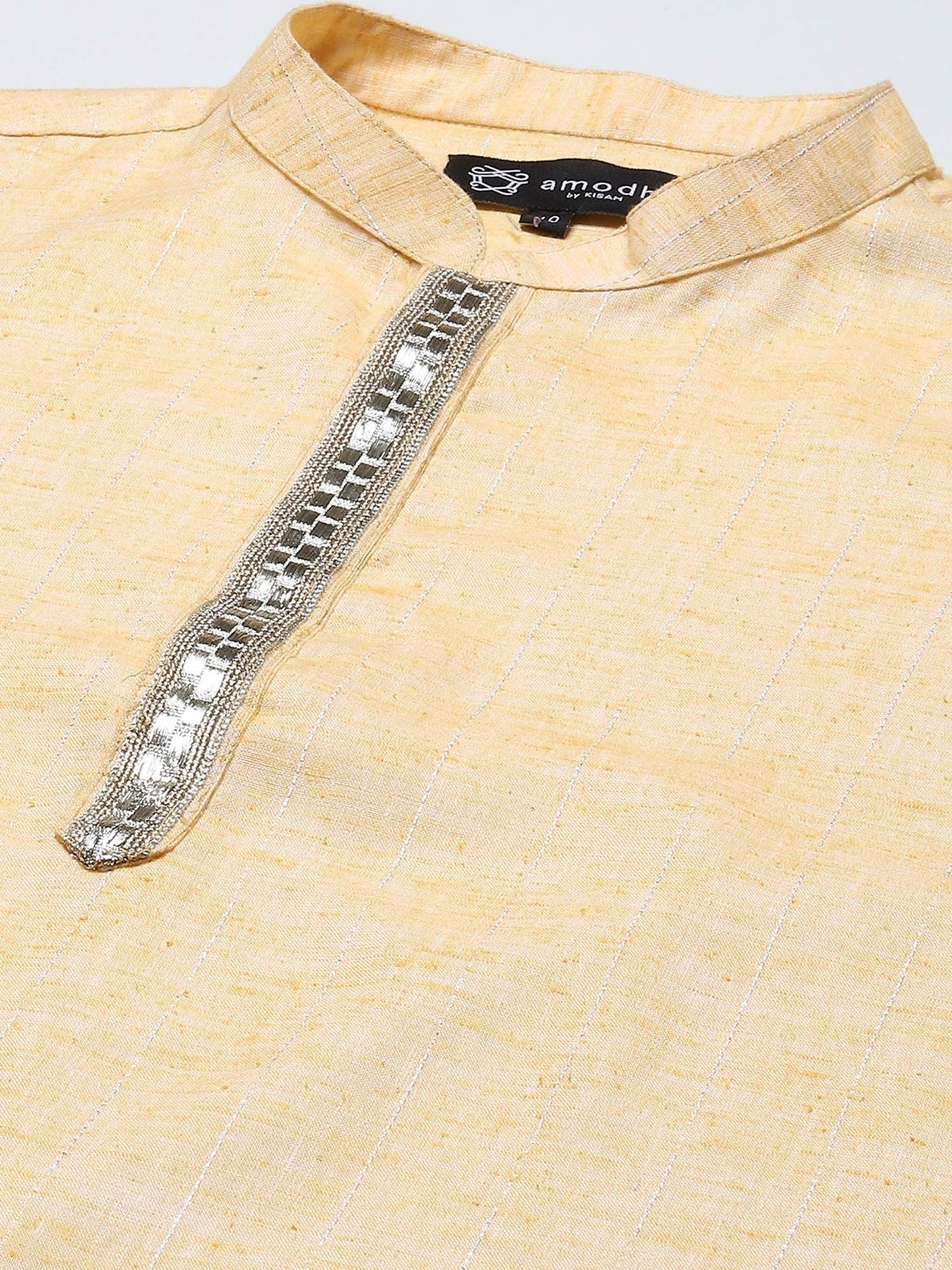 Amodh by Kisah Men Yellow Kurta (Set of 2)