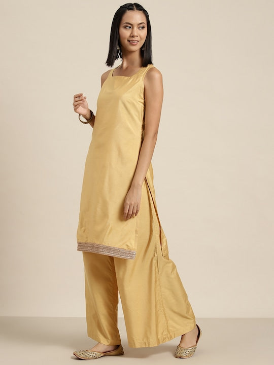 Here&now Gotta-Patti Detailed Kurta with Palazzos & Dupatta