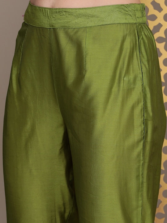 House of Pataudi Women Woven Design Regular Jashn Kurta With Trousers & Dupatta