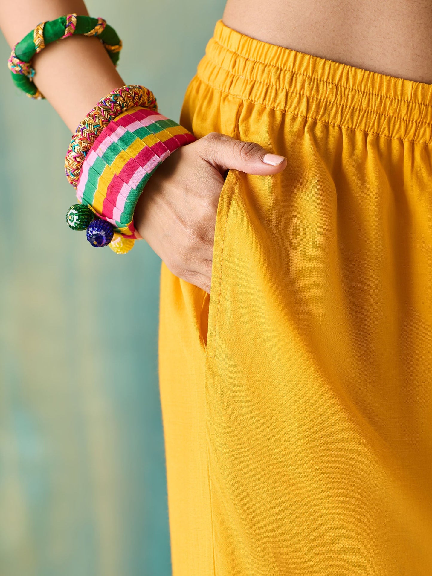 Likha Yellow Ethnic Bloom Embroidered Kurta Pant & Organza Dupatta LIKSKD203 (Set of 3)