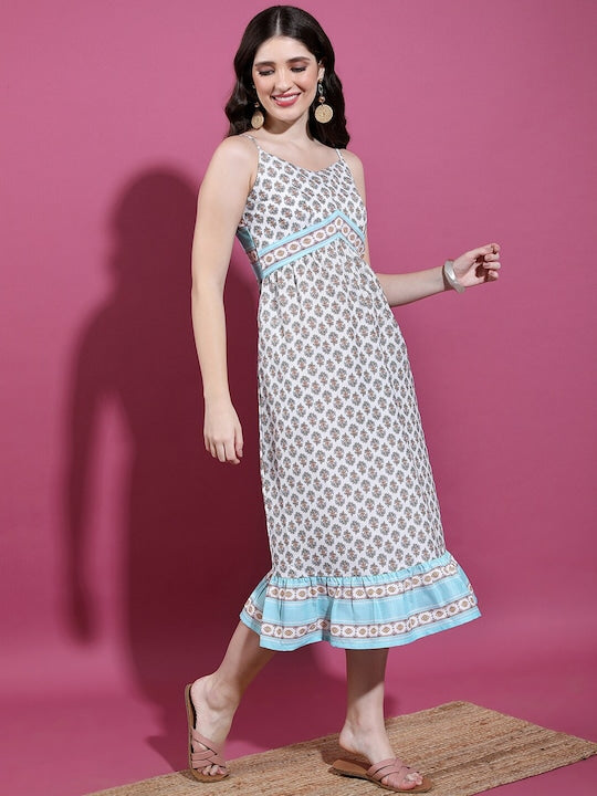 Vishudh Ethnic motifs Printed Empire Midi Dress
