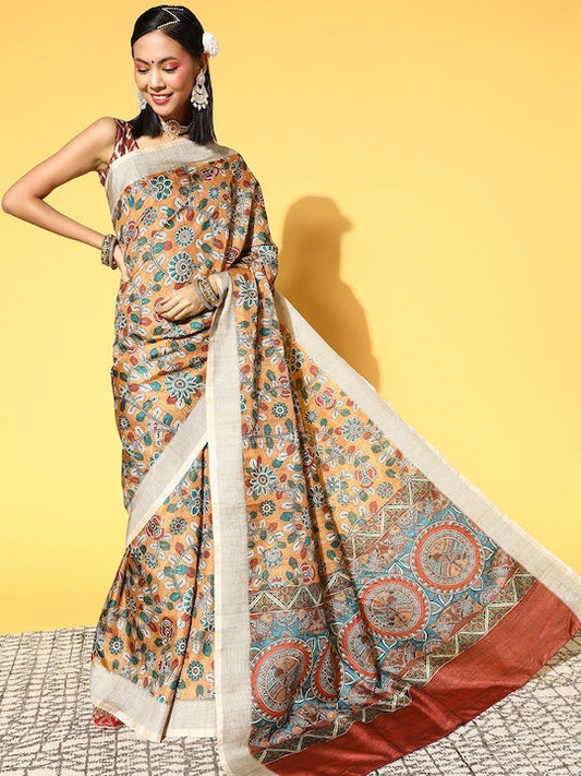 Saree mall Ethnic Motifs Saree With Solid Border