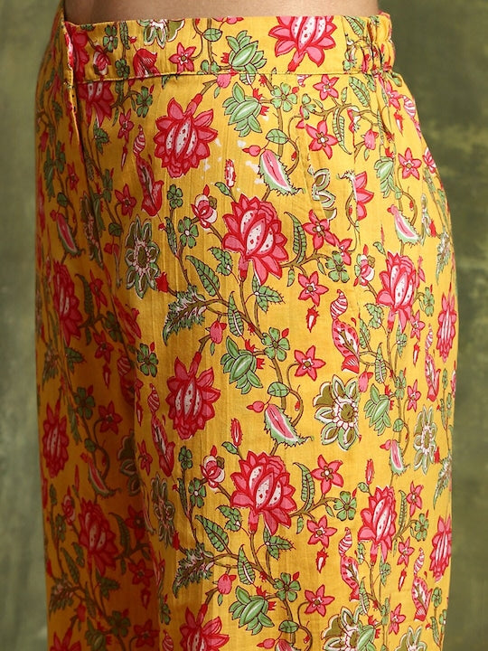 AKS Floral Printed Pure Cotton Shirt With Trousers