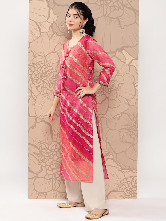 Yufta Women Leheriya Printed Kurta