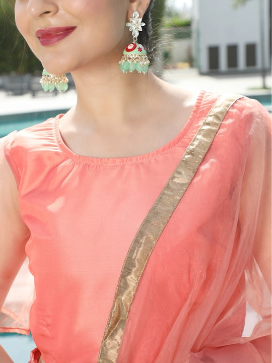 AKS Couture Round Neck Zari Ready to Wear Lehenga & Blouse With Dupatta