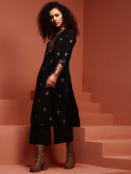 IMARA Ethnic Motifs Printed Straight Kurta