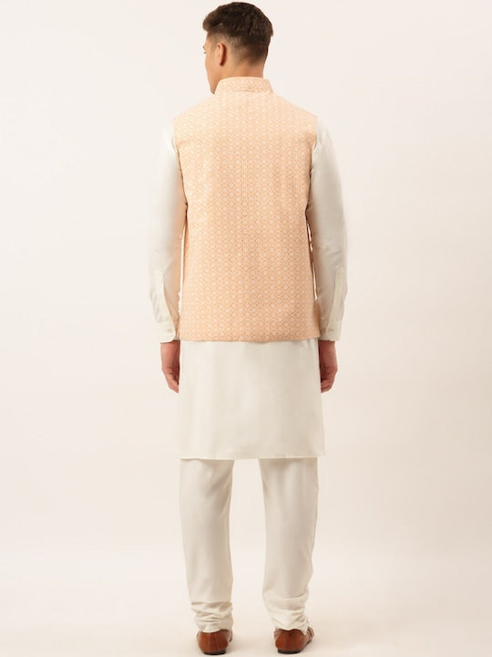 Jompers Men Orange Pure Cotton Kurta with Churidar