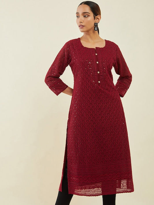 Soch Women Floral Embroidered Floral Georgette Kurta