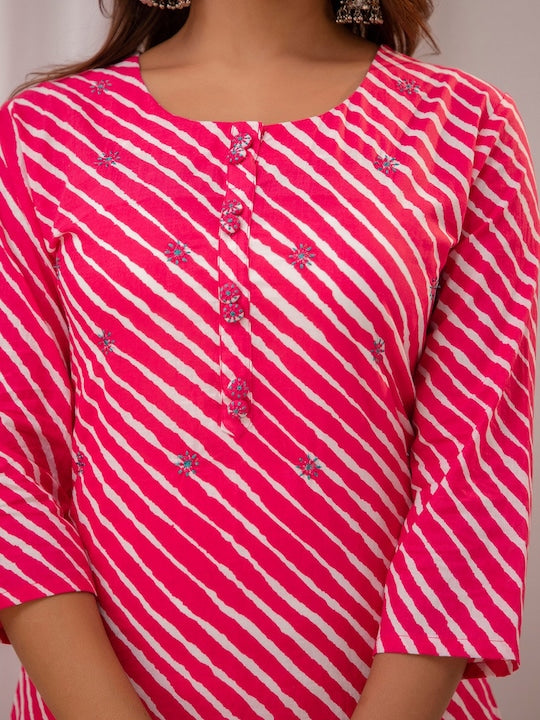 Readiprint Fashions Leheriya Printed Cotton Straight Kurta