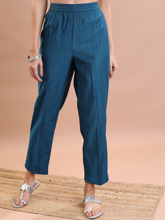 Vishudh Ethnic Motifs Printed Straight Kurta & Trousers With Dupatta