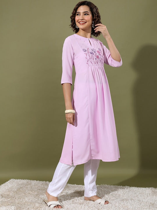 Vishudh Floral Embroidered Thread Work Kurta