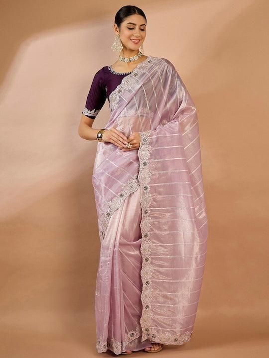 Saree mall Ethnic Motifs Embroidered Zari Saree