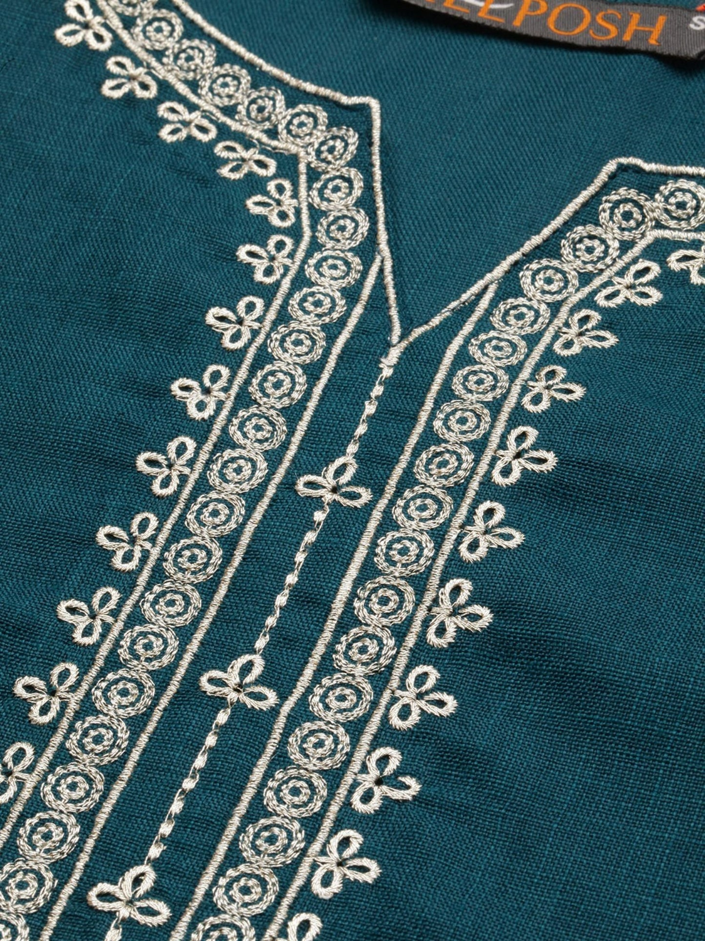 Heeposh Women Teal Ethnic Motifs Yoke Design Cotton Blend Kurta with Dupatta (Set of 3)