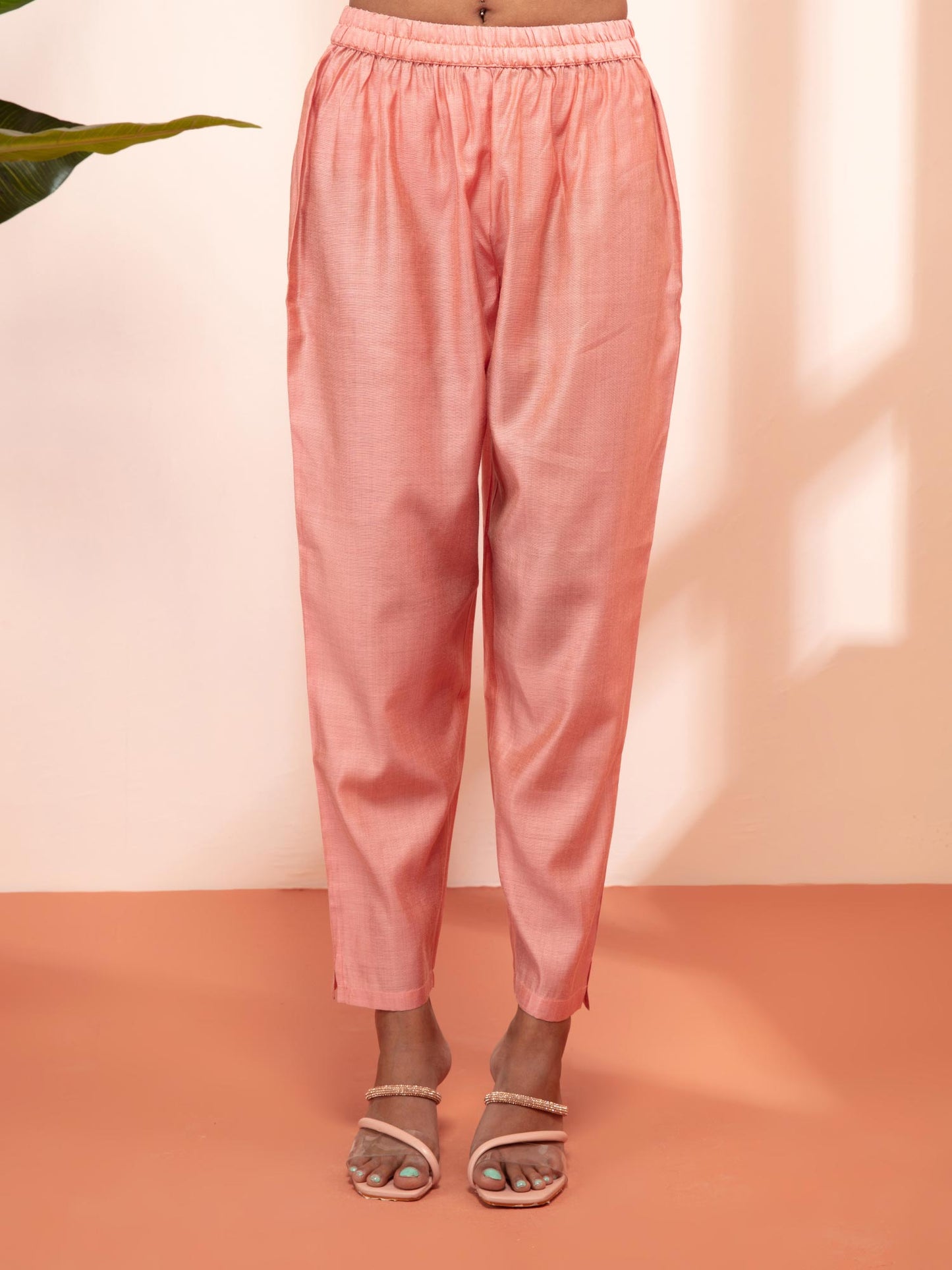 Likha Shaan-E-Avadh Peach Zari Mirror Work Kurta, Pant & Dupatta LIKSKD131 (Set of 3)