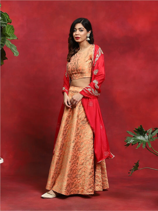 AKS Couture Woven Design Ready to Wear Lehenga & Blouse With Dupatta
