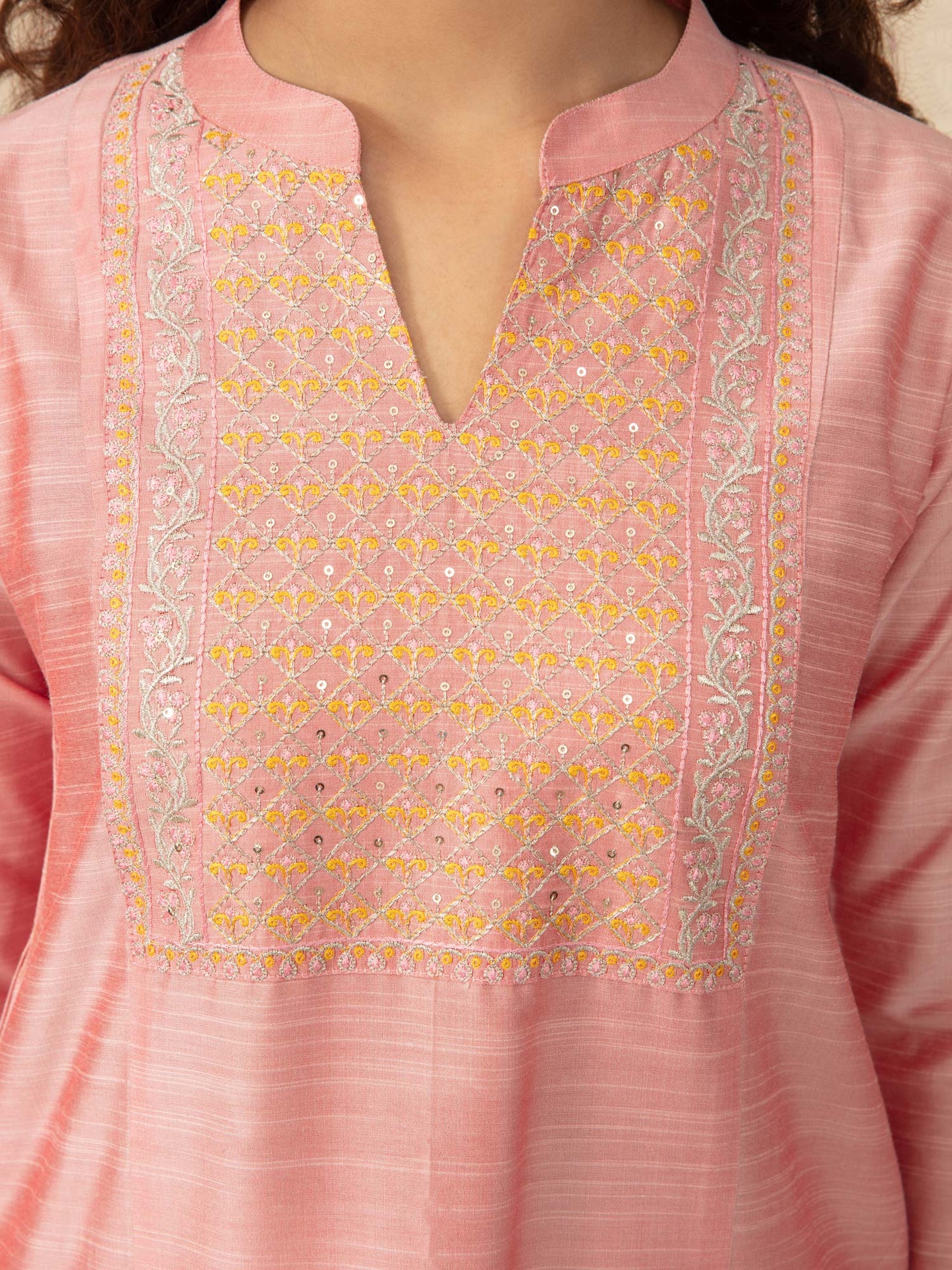 Likha Peach Embroidered Straight Kurta LIKKUR79