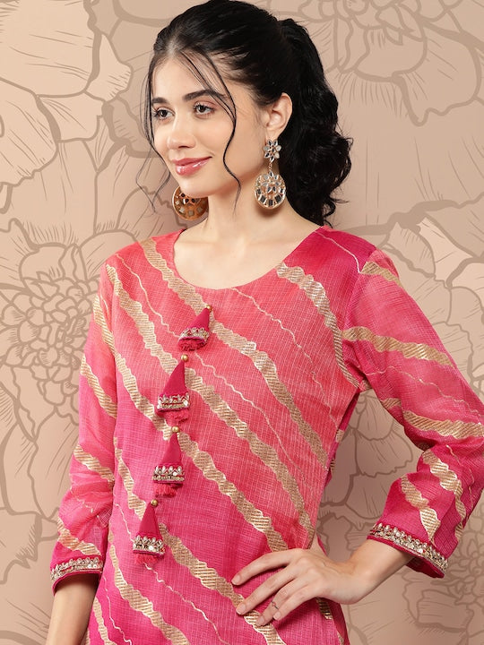 Yufta Women Leheriya Printed Kurta