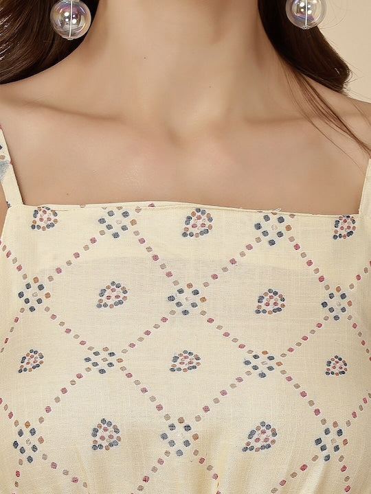 All about you Polka Dot Printed Shoulder Strap Neck Flounce Hem A-Line Dress