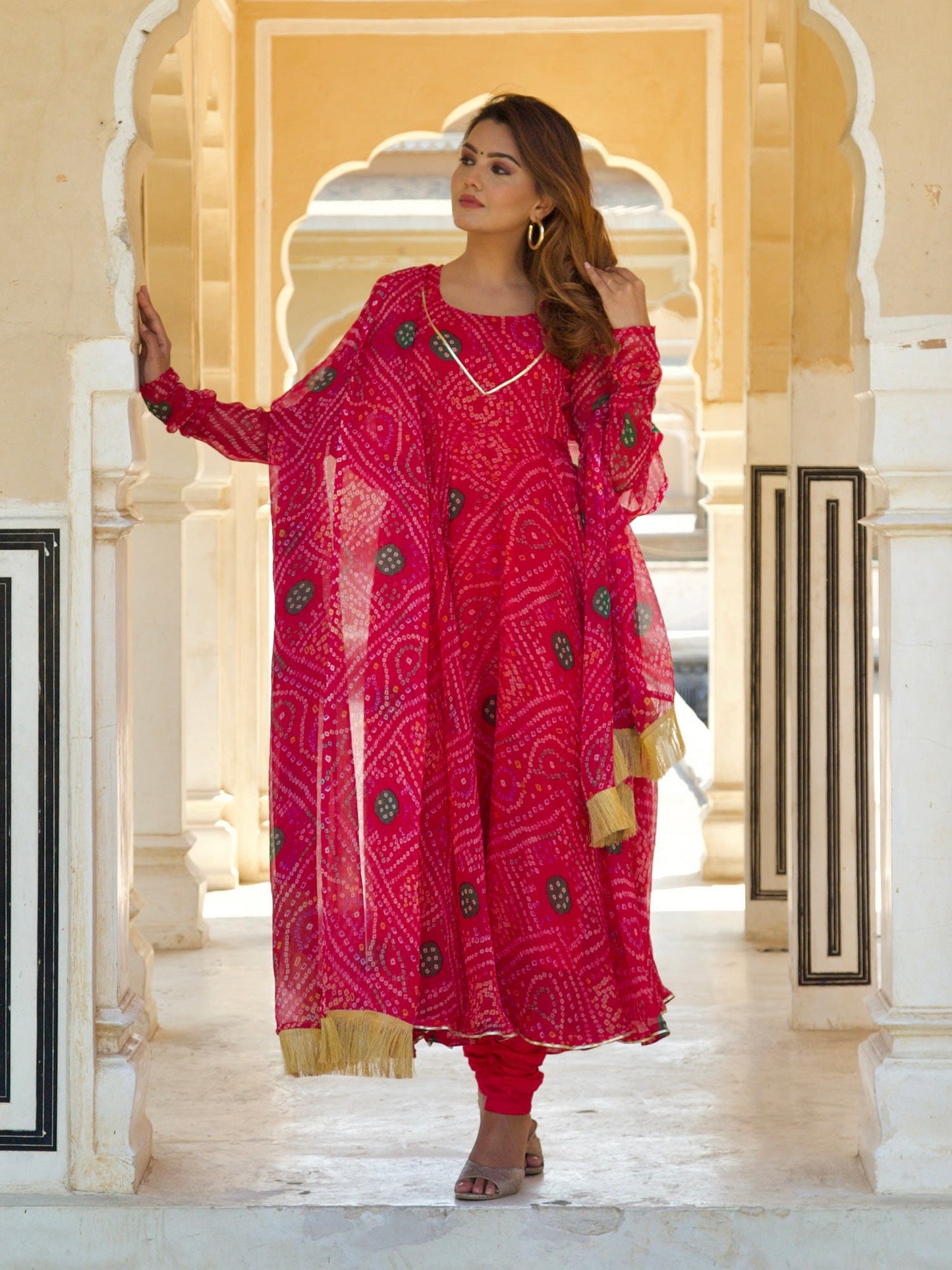 ONEWE INDIA Gulmani Bandhani Set (Set of 3)