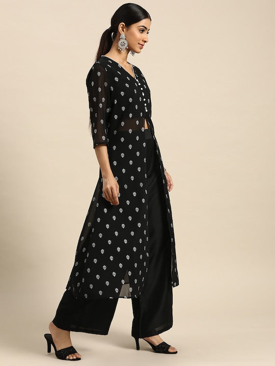 All about you Ethnic Motifs Print High-Slit Kurta with Palazzos