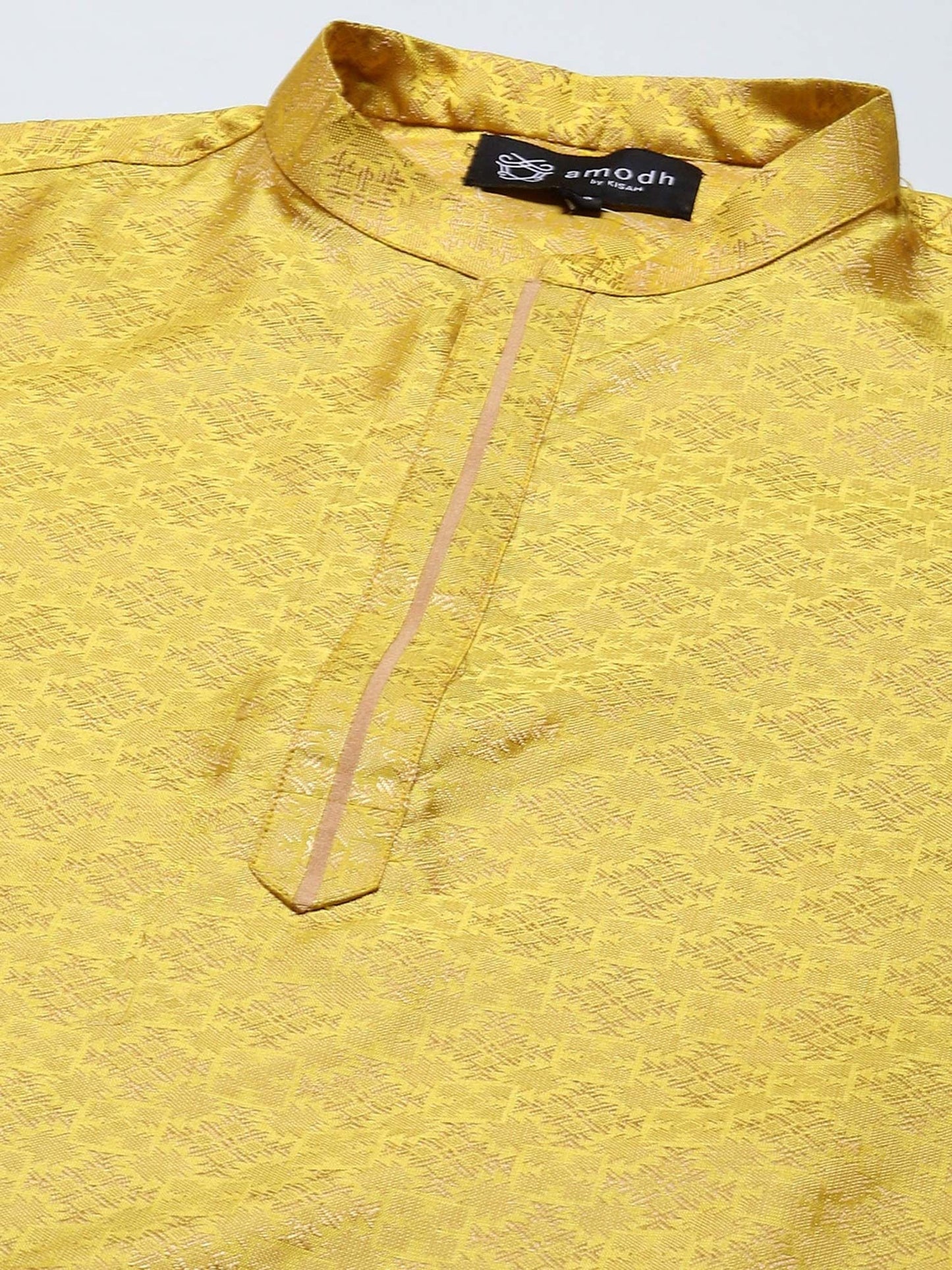 Amodh by Kisah Men Yellow Kurta (Set of 2)