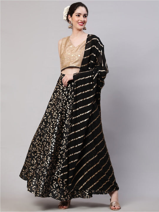 AKS Floral Printed Ready to Wear Lehenga & Blouse With Dupatta