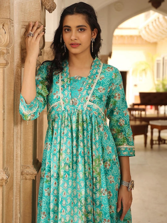 Scakhi Printed Panelled Cotton Ethnic Maxi Dress