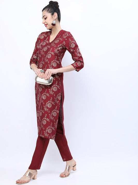 Vishudh Women Floral Printed Kurta with Trousers