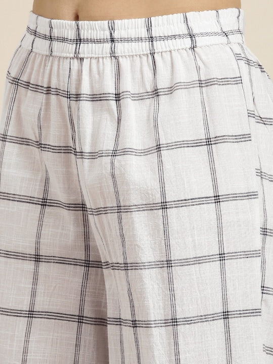 Vishudh Women Off-White Printed Kurta with Palazzos