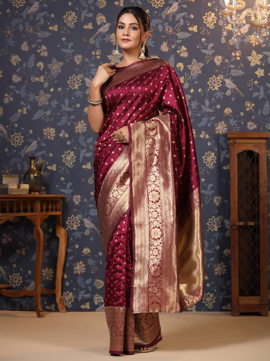 House of Pataudi Ethnic Motifs Woven Design Zari Pure Silk Banarasi Saree