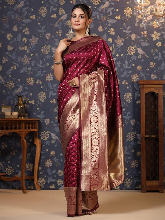 House of Pataudi Ethnic Motifs Woven Design Zari Pure Silk Banarasi Saree