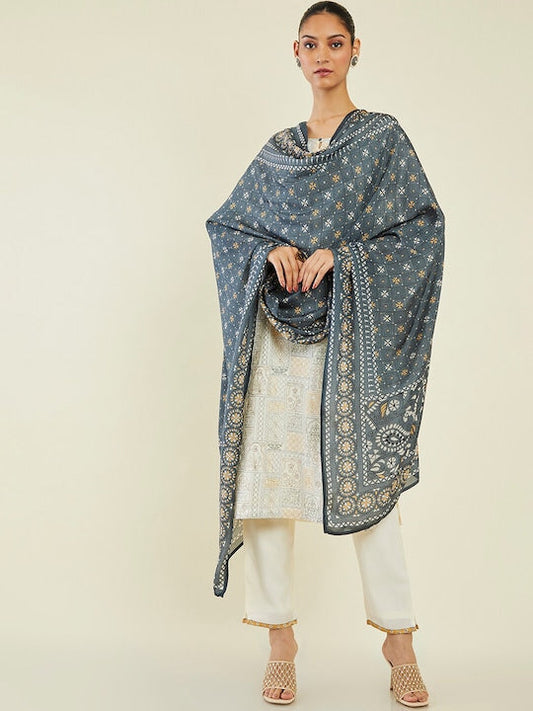 Soch Ethnic Motifs Printed Key Hole Neck Kurta with Trousers & Dupatta - M