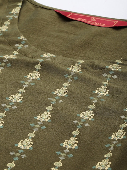 House of Pataudi Ethnic Motifs Printed Regular Jashn Kurta with Sharara