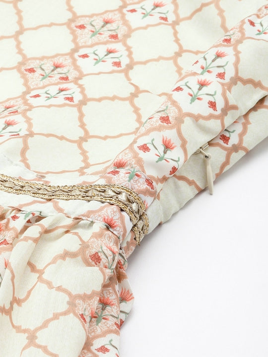 House of Pataudi Jashn Floral Printed Floral A-Line Kurta