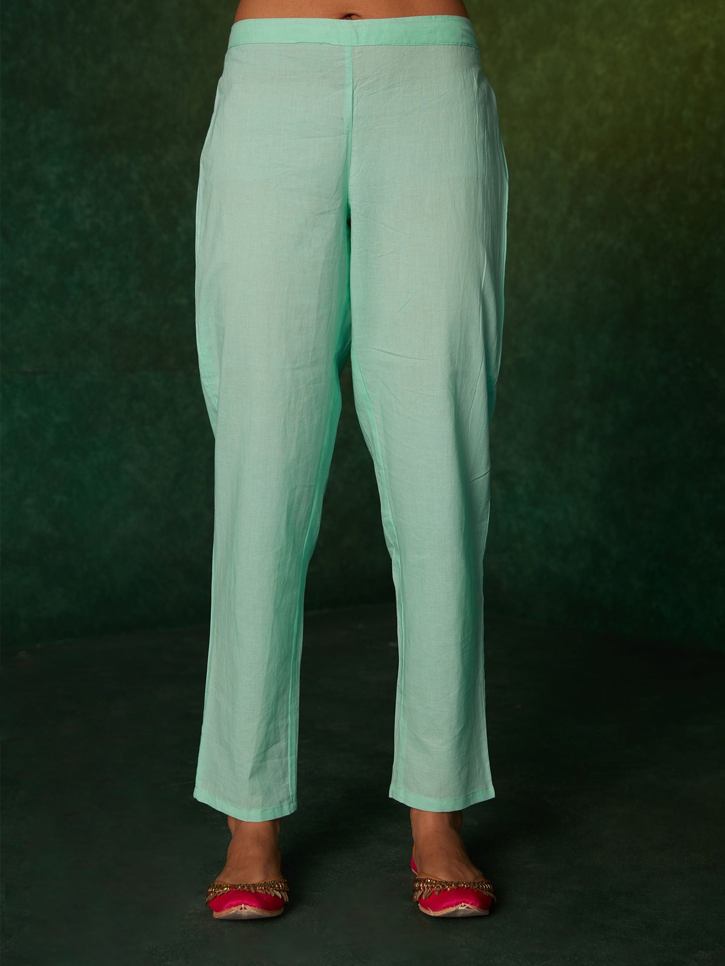 Likha Green Schiffli Mirror Work Anarkali Set & Dupatta LIKSKD166 (Set of 3)